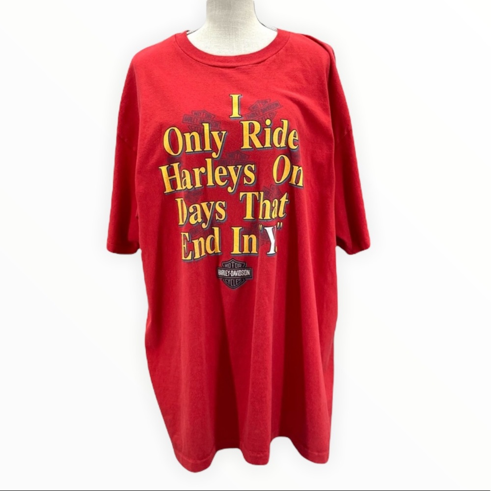HARLEY-DAVIDSON Vintage Red Men’s/Unisex Short Sleeve Graphic Tee Shirt Size 2XL
